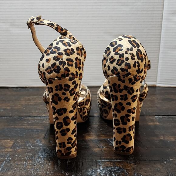 Forever 21 leopard print block‎ heel platform sandals size 9 - Picture 11 of 16